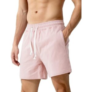 Mens Workout Shorts with Zipper Pockets 5 Inch Athletic Gym Cotton Stretch Shorts